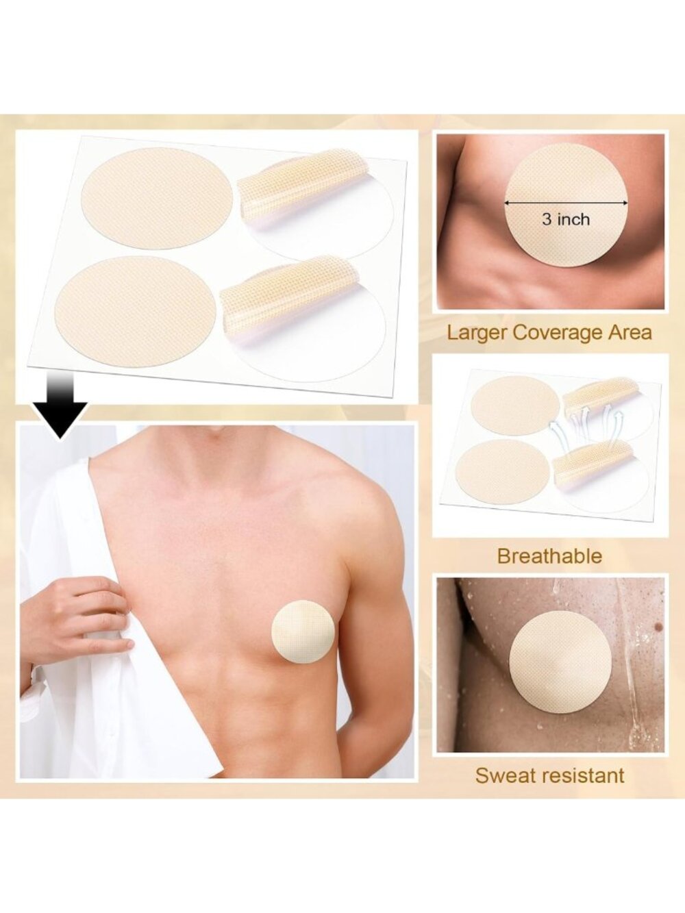 200 Pcs Nipple Covers for Men - Anti-Chafing Tape Guard Pasties for Sports - Picture 6 of 6